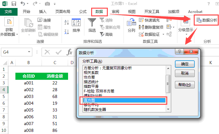 用Excel进行数据分析：制作直方图-数据分析网